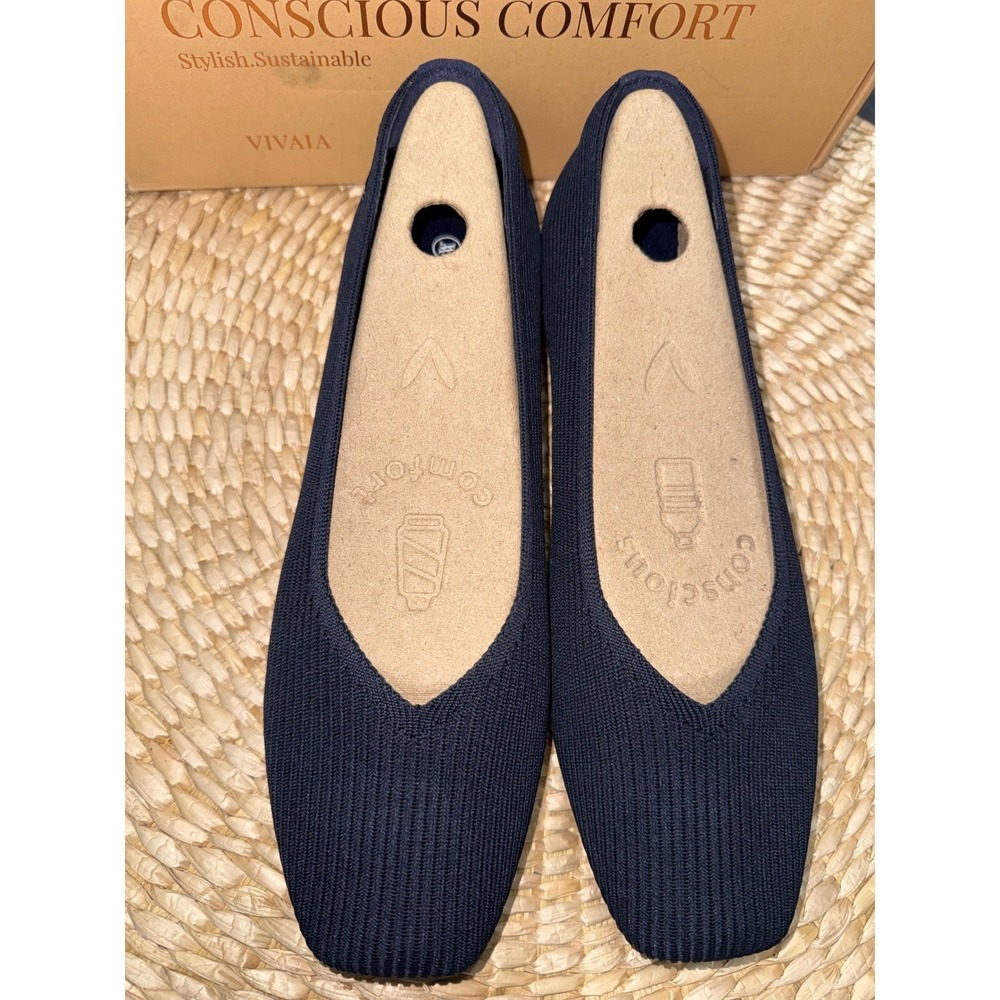 VIVAIA Margot 2.0 Navy Knit Flats Sustainable Comfort Slip-On EU/41W US/10W - Picture 8 of 11